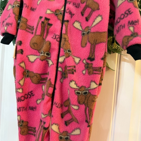 4/$25 • Lazy One Fleece “Don’t Moose With Me” Footed Sleeper - Picture 2 of 5